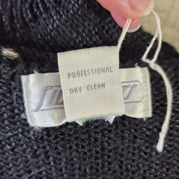 Side Effects Vintage Heavily Sequined Angora Fur Accented Black Sweater Size L - Picture 12 of 14